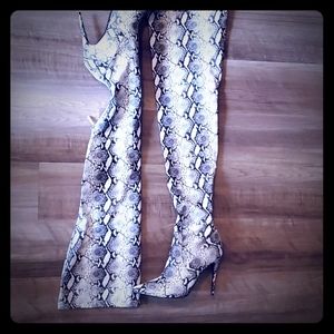 Snakeskin Thigh-High Boots (NWT)